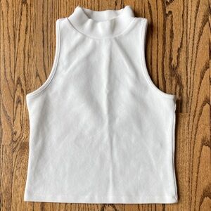 Sleeveless Mock Neck Tank Top - White